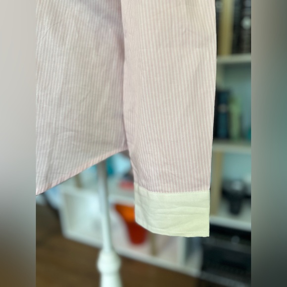 Pink and White Button Down Shirt with Pinstripes - Picture 4 of 6